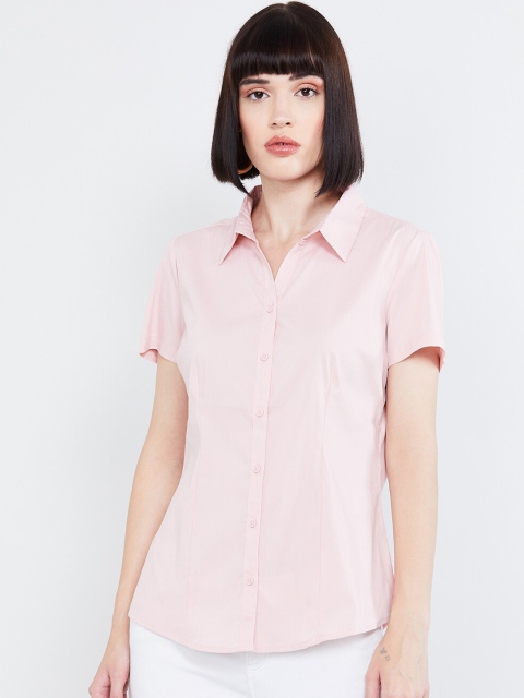 

max Women Pink Regular Fit Solid Casual Shirt