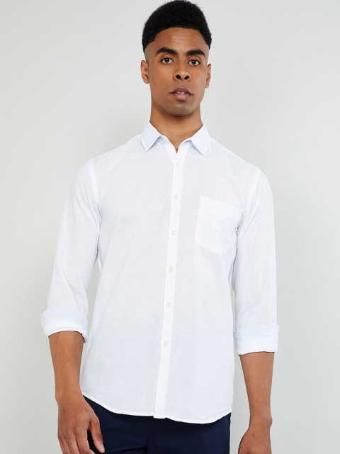 

max Men White Slim Fit Solid Casual Shirt