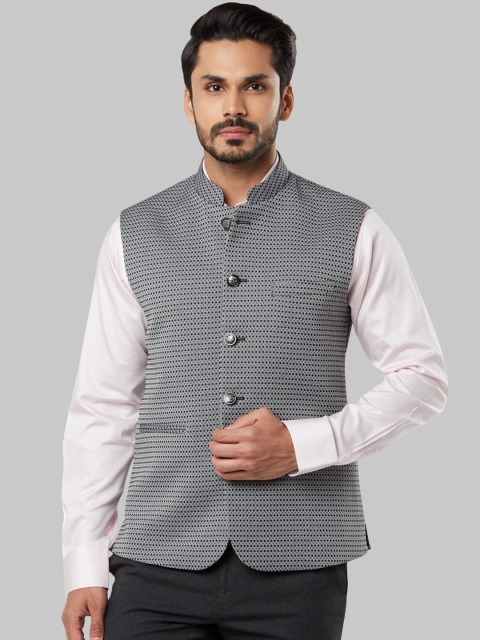 

Raymond Men Grey Self Design Nehru Jacket