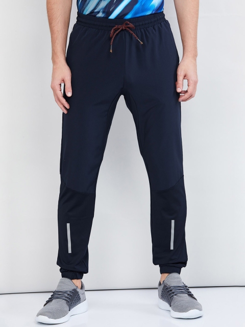 

max Men Navy Blue Solid Straight-Fit Joggers