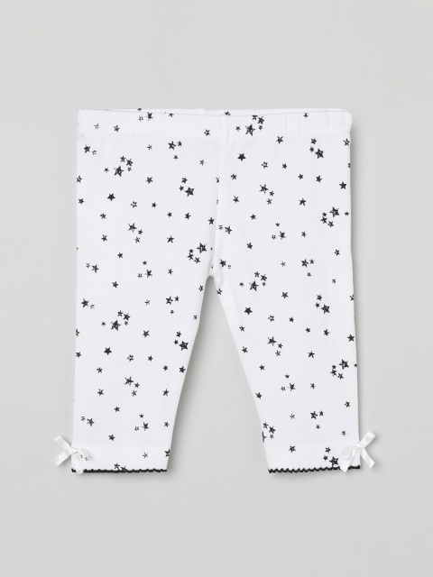 max Girls White & Black Printed Ankle-Length Leggings