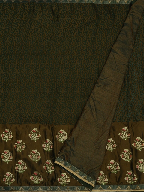 

Pothys Olive Green Printed Jute Cotton Saree
