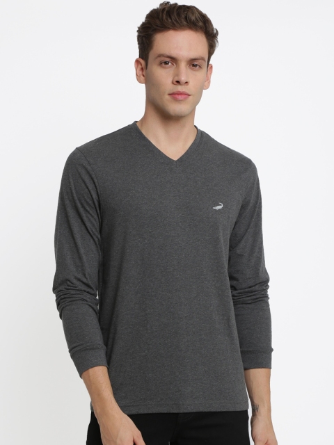 

Crocodile Men Charcoal Grey Solid V-Neck T-shirt