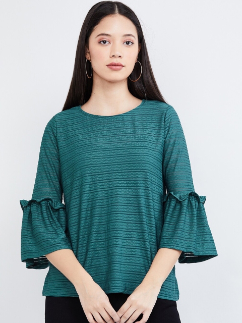 

max Women Green Striped Top