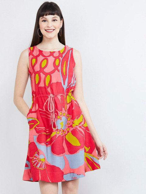

max Women Pink Printed A-Line Dress