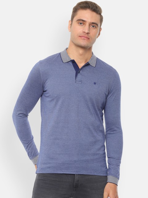 

Louis Philippe Men Blue Solid Polo Collar T-shirt
