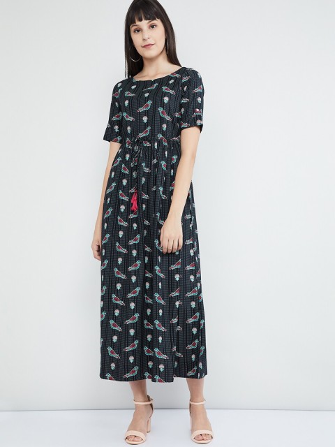 

max Women Black & White Printed Maxi Dress