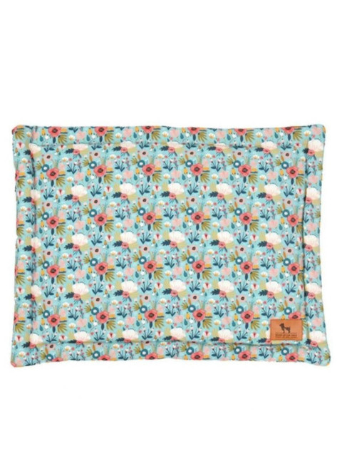 

Heads Up For Tails Blue & Pink Floral Print Song of Spring Chew Resistant Indoor Dog Mat