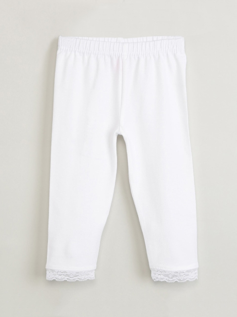 

max Girls White Solid Ankle-Length Leggings