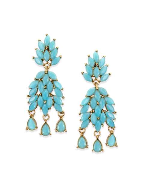 

Mahi Blue Gold-Plated Handcrafted Floral Drop Earrings