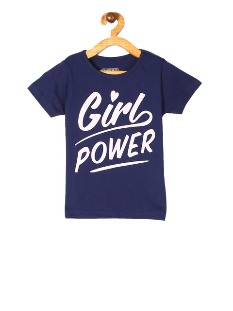 

Cherokee Girls Navy Blue Printed Round Neck T-shirt