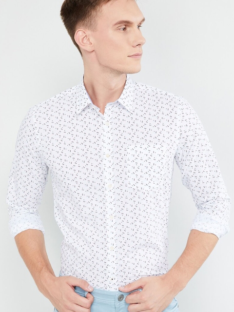 

max Men White Regular Fit Printed Casual Shirt