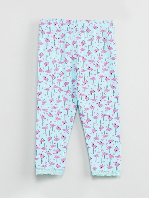 

max Girls Blue & Pink Printed Ankle-Length Leggings