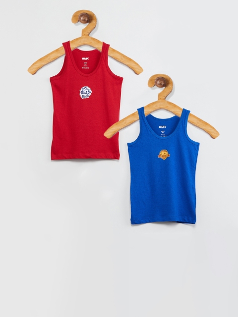

max Boys Pack Of 2 Solid innerwear Vests M19DIN05MULTI, Red