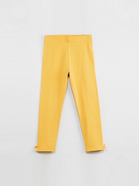 

max Girls Yellow Solid Ankle-Length Leggings