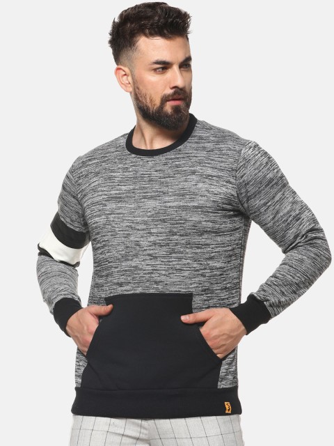 

Campus Sutra Men Grey & Black Colourblocked Sweatshirt
