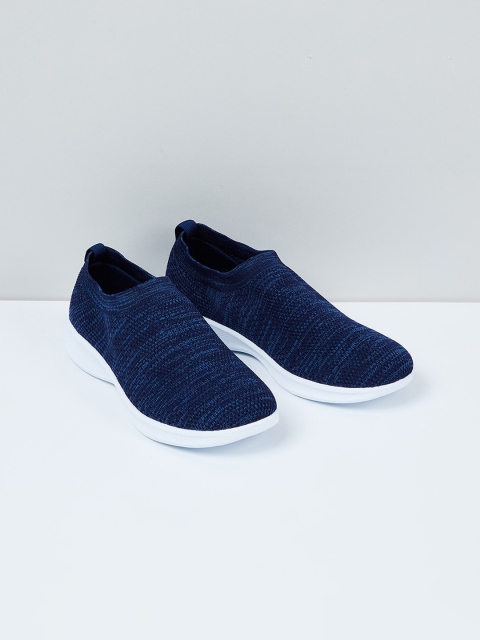 

max Women Blue Woven Design Slip-On Sneakers