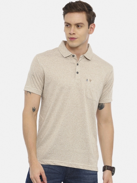 

Classic Polo Men Beige Solid Polo Collar T-shirt