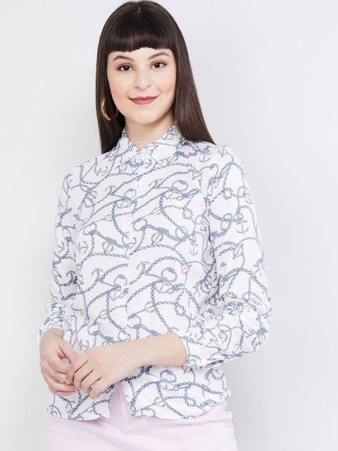 

max Women White Printed Shirt Style Top