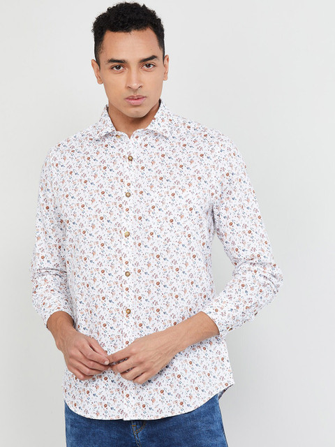

max Men Off-White & Orange Regular Fit Printed Casual Shirt