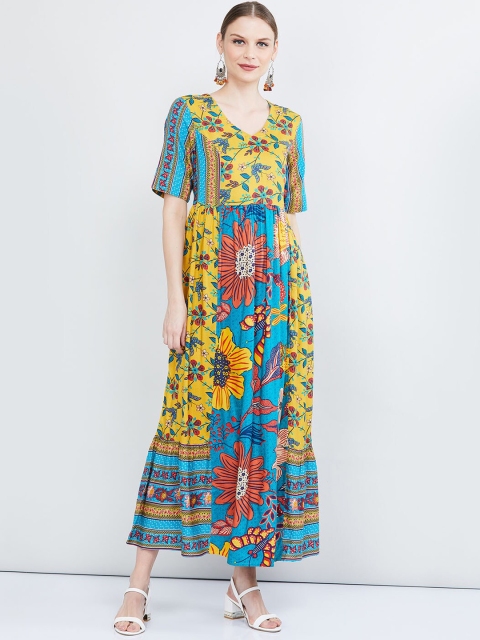 

max Women Yellow Printed Maxi Dress