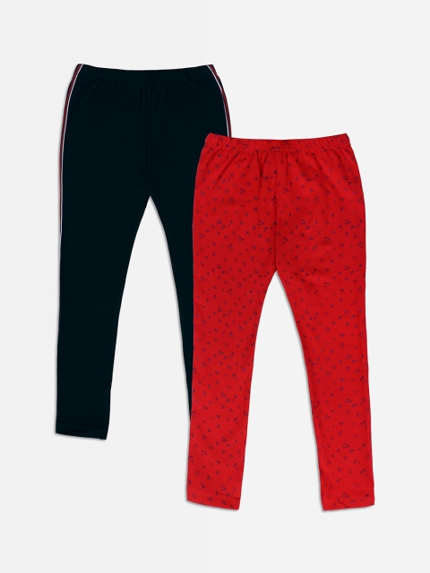 

Punkster Girls Pack Of 2 Ankle-Length Leggings, Red
