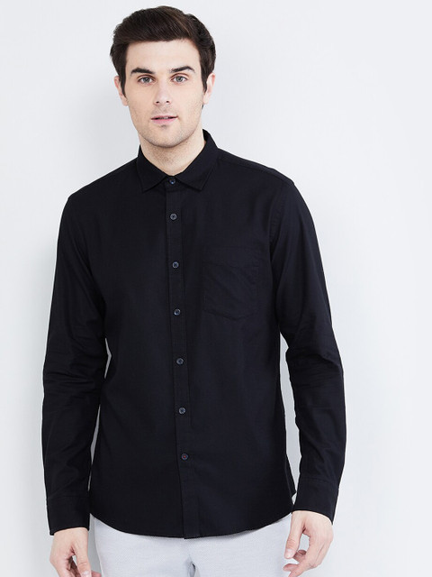 

max Men Blue Regular Fit Solid Casual Shirt