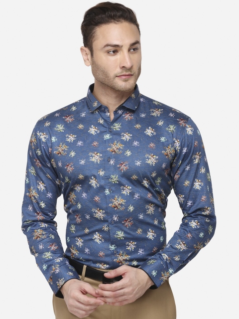 

JB STUDIO Men Blue Slim Fit Printed Formal Shirt