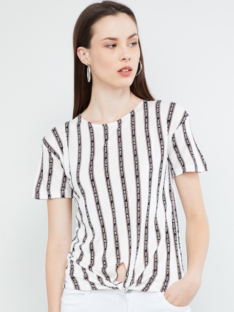 

max Women White Striped Top