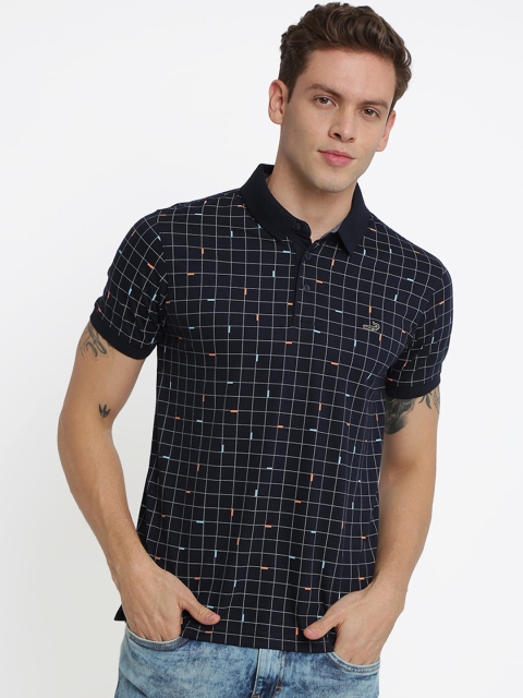 

Crocodile Men Navy Blue Printed Polo Collar T-shirt