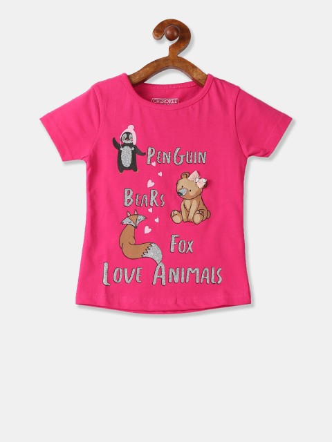 

Cherokee Girls Pink Printed Round Neck T-shirt