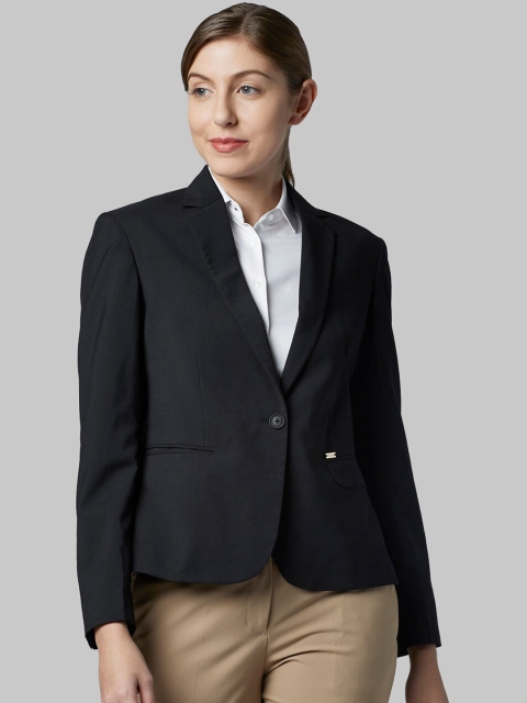 Park Avenue Woman Black Solid Single-Breasted Formal Blazer
