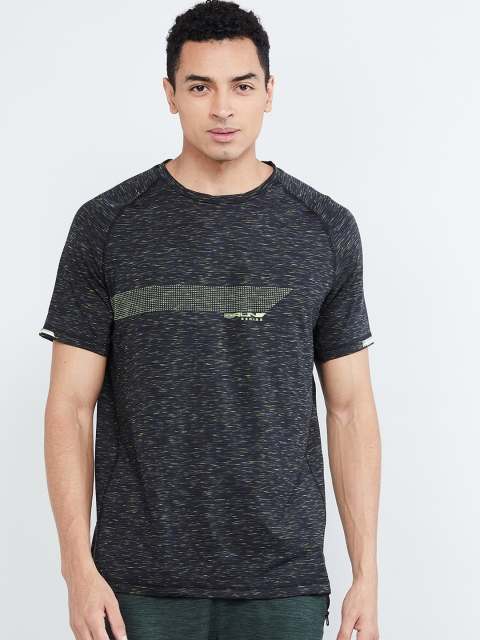 

max Men Charcoal Grey Self Design Round Neck T-shirt