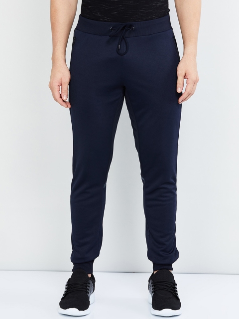 max Men Navy Blue Solid Slim-Fit Joggers