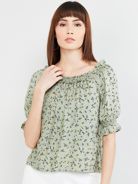 

max Women Green Printed Top