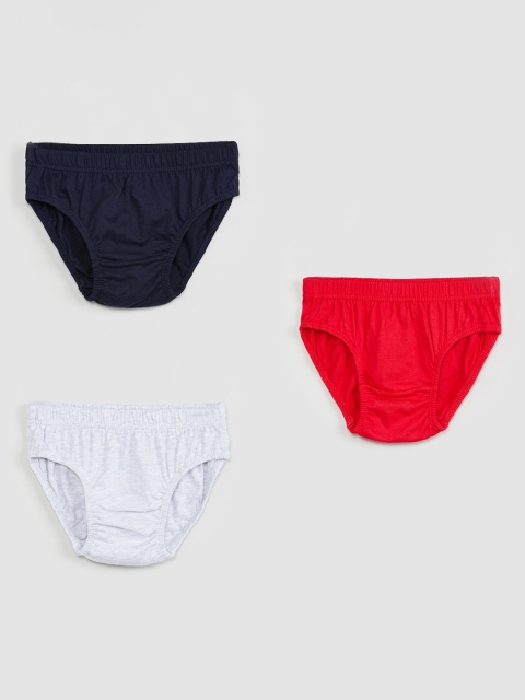 

max Boys Pack Of 3 Solid Basic Briefs P19FIN03, Red