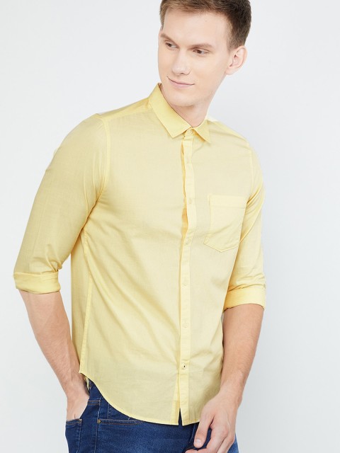 

max Men Yellow Regular Fit Solid Casual Shirt