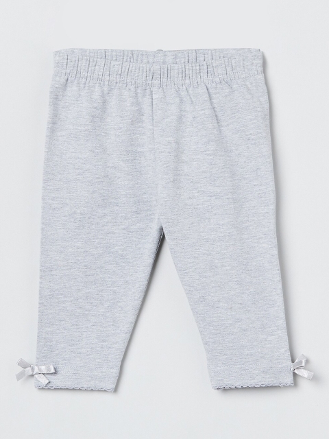 max Girls Grey Melange Solid Ankle-Length Leggings