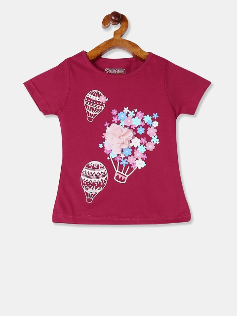 

Cherokee Girls Red Printed Round Neck T-shirt