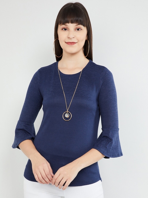 

max Women Blue Solid Top
