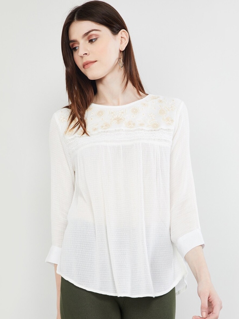 

max Women Off-White Self Design Top