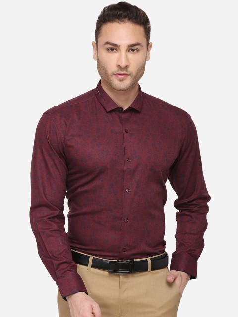 

JB STUDIO Men Maroon & Blue Slim Fit Printed Formal Shirt