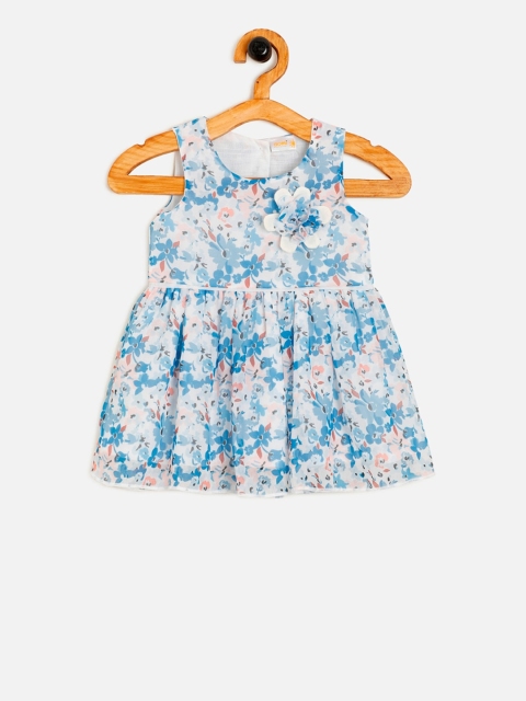 

Aomi Girls Blue Printed Fit and Flare Dress