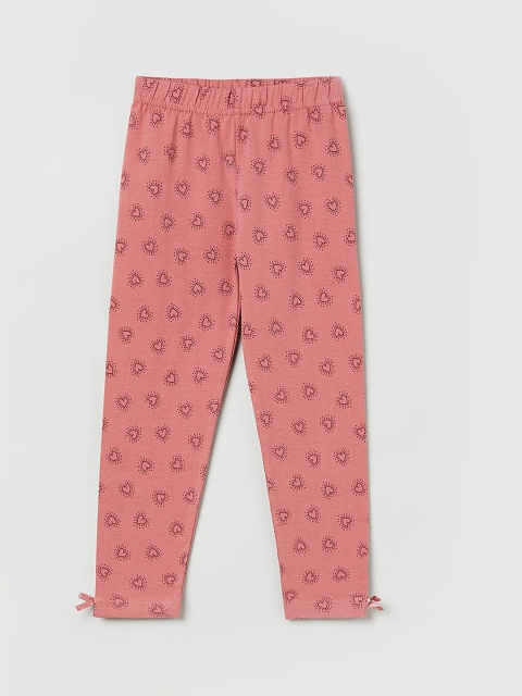 

max Girls Pink Printed Ankle-Length Leggings