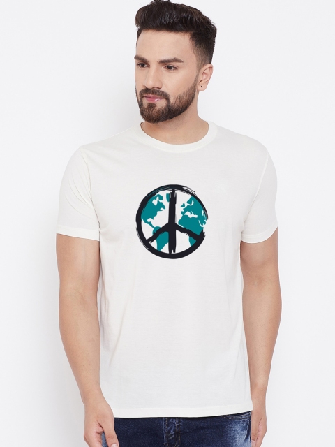 

wesquare Men White Printed Round Neck T-shirt