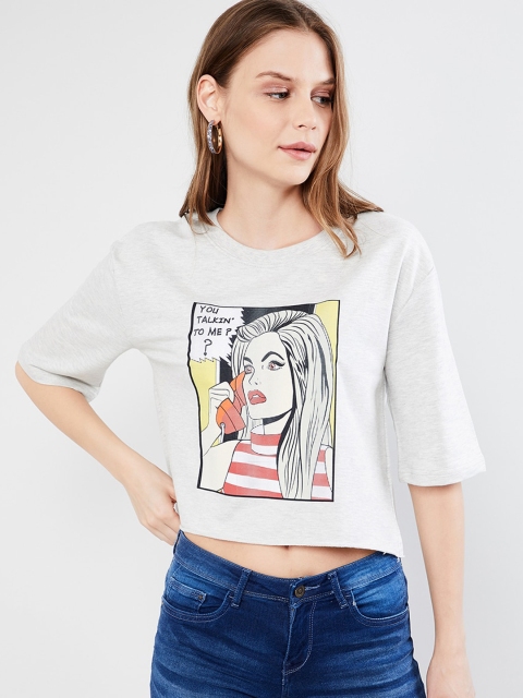 

max Women Grey Melange Printed Top
