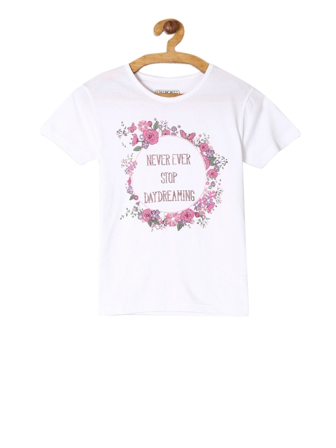 

Cherokee Girls White Printed Round Neck T-shirt