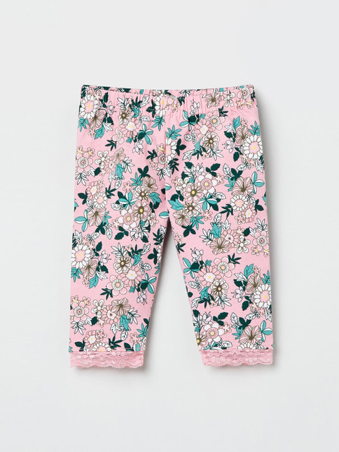 

max Girls Pink & Green Printed Ankle-Length Leggings