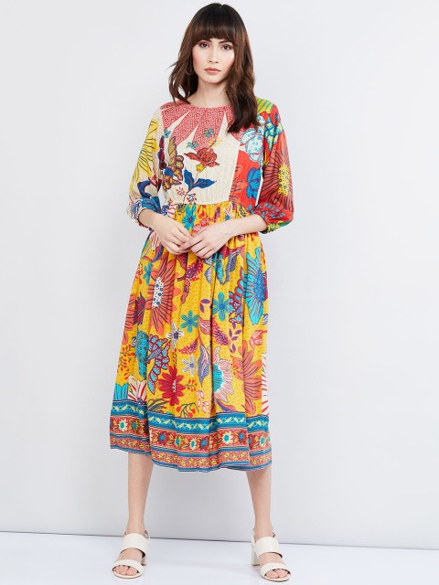 

max Women Multicoloured Printed A-Line Dress, Multi