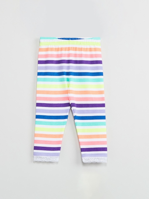

max Girls Multicoloured Striped Ankle-Length Leggings, Multi